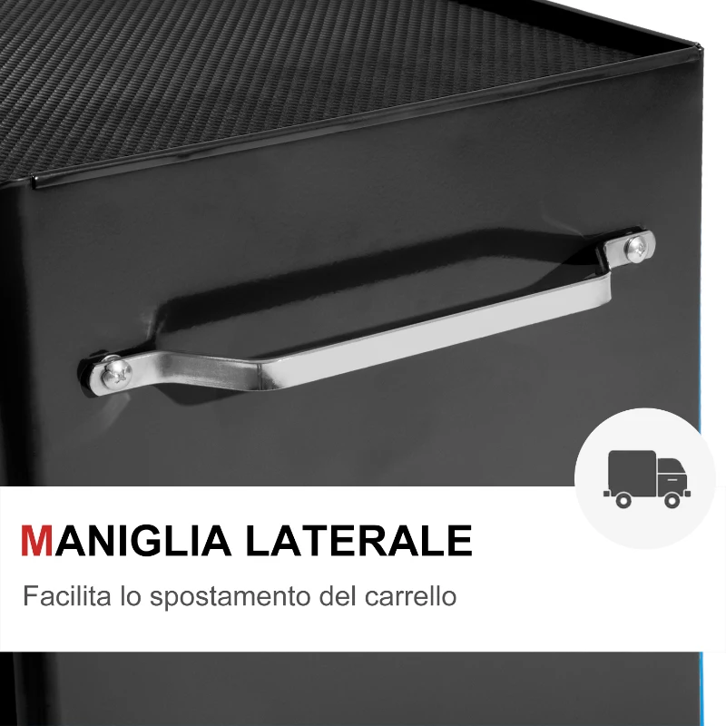 HOMCOM Carrello Porta Utensili Attrezzi Attrezzatura con Cassettiera Nero 61.5 x 33 x 82.5cm