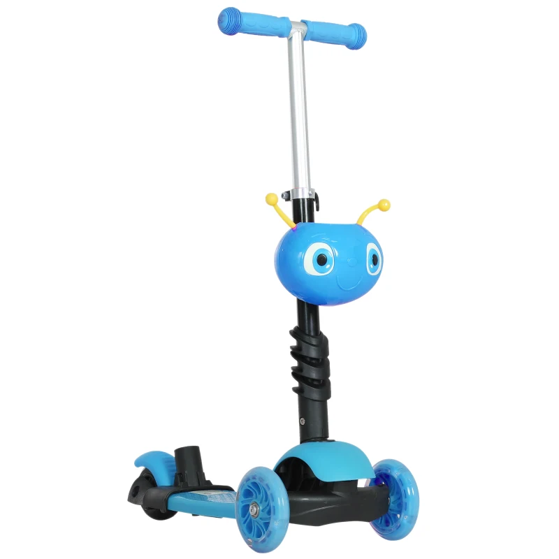 HOMCOM 5-in-1 Kinderroller Scooter Tretroller Cityroller Kinder Roller Kickboard Lenker Teleskoprohr höhenverstellbar Blau 62 x 25 x 72,5 cm