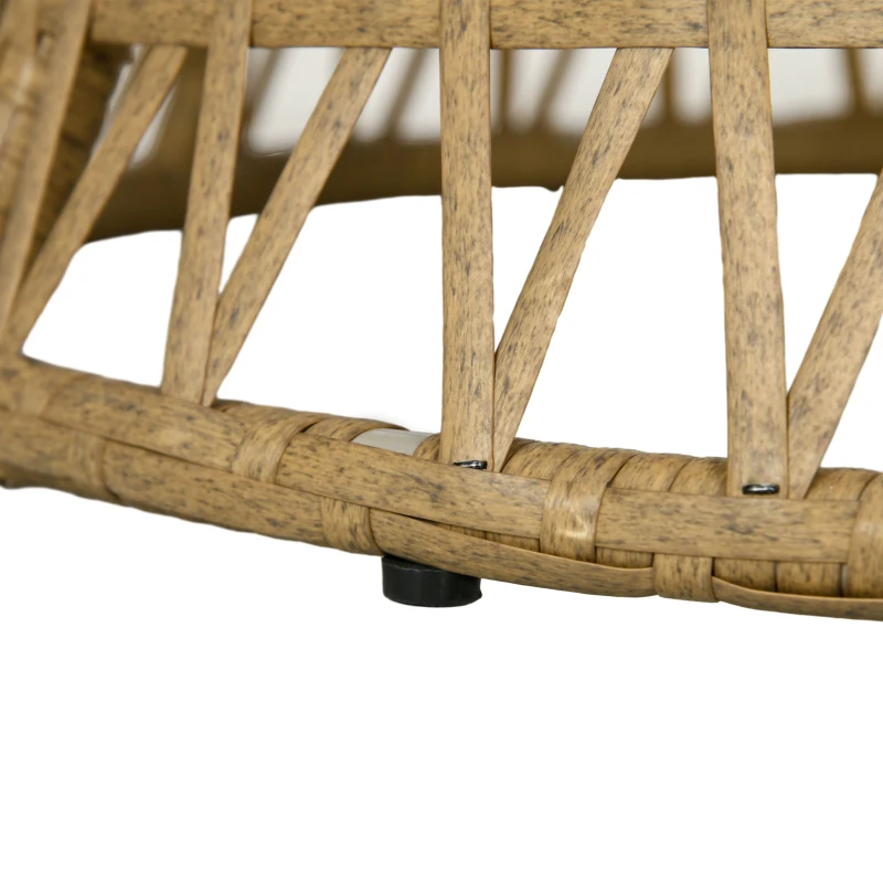 Outsunny Korbsessel Rattansessel Outdoor-Sessel, Boho-Stil, wetterbeständig, 85 cm x 70 cm x 82 cm, Creme + Natur