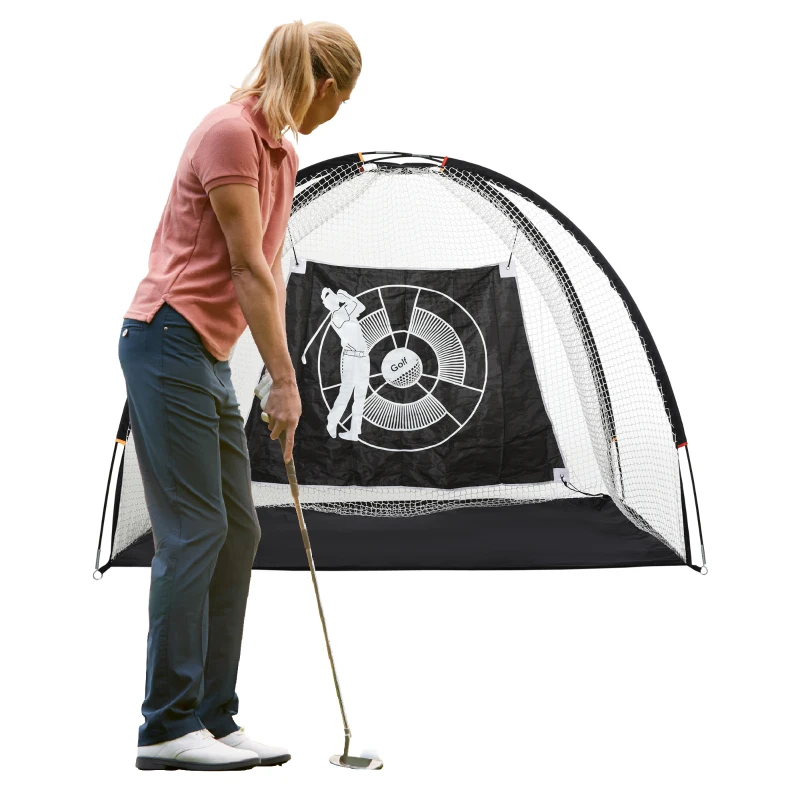 HOMCOM 2M Golf Hitting Practice Net Target Cloth For Backyard Garden Indoor & Outdoor Driving Range Chipping Net with Carry Bag for Sports Training
