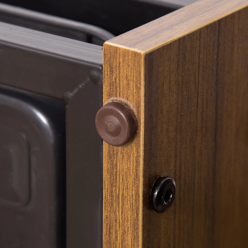 PawHut Inodoro para Perros de Acero y Madera Orinal para Entrenamiento de Cachorros Medianos Pequeños con Rejilla y Bandeja Extraíble 62x44,5x11 cm Marrón y Negro