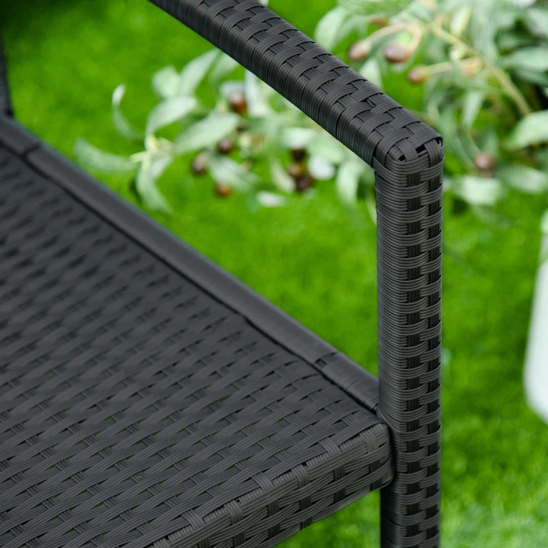 Outsunny Panchina da Giardino ed Esterno in Rattan, Panca in Rattan Nero 2 Posti, 122x60x85cm