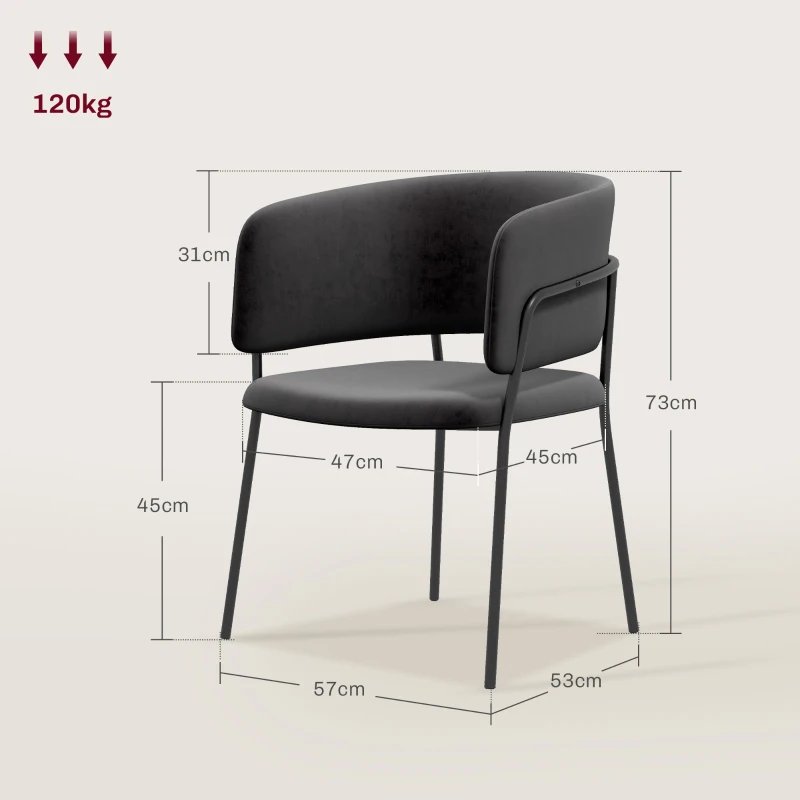 HOMCOM Polsterstuhl, modern und komfortabel, 57x53x73cm, Grau