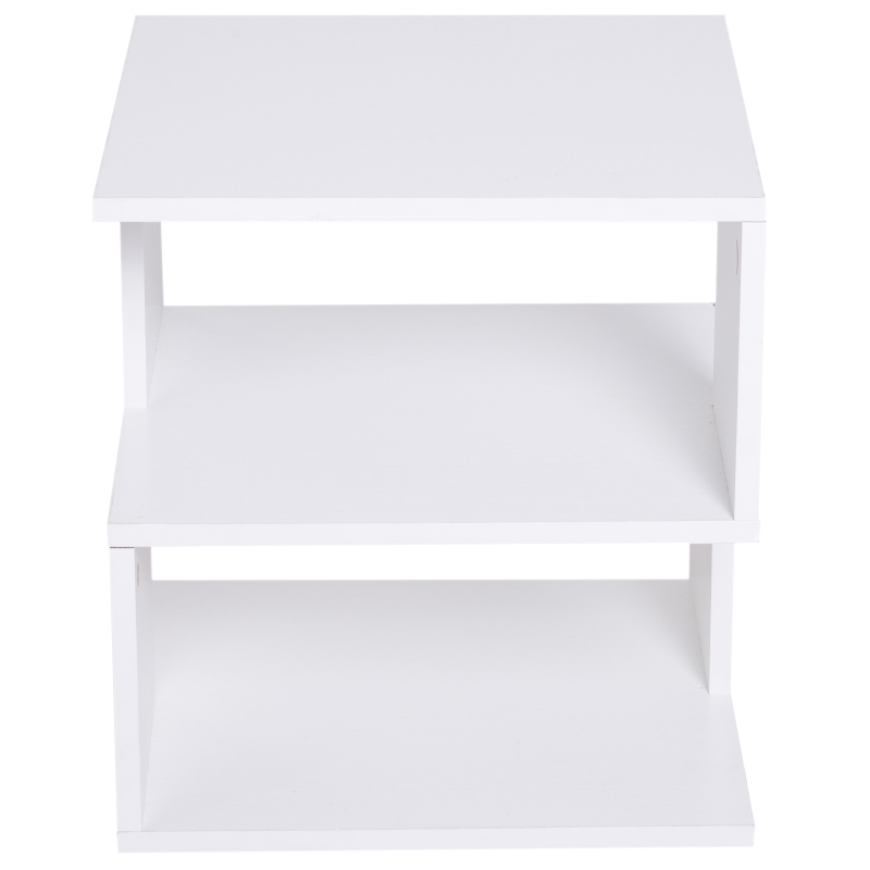 HOMCOM Mesa de Centro Mesita de Noche Mesita Auxiliar de 2 Niveles con Estante de Almacenamiento para Salón 40x40x43cm Blanco