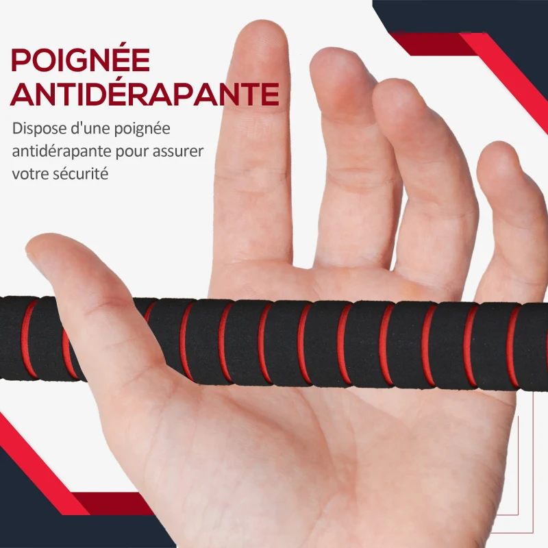 HOMCOM Kit Haltères Musculation 2-en-1, Lot de 2, 25 kg, poids réglable - Barres incluses - entraînement Musculaire & haltérophilie - HDPE Noir Rouge