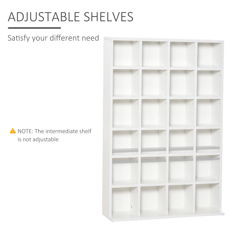 HOMCOM CD Storage Unit with Adjustable Shelves, 89 x 130.5 cm, White