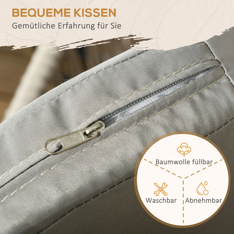 Outsunny Terrassenstuhl 2er-Set, Boho-Stil, bequeme Sitzschale, Sitzauflagen, waschbarer Bezug, Metallrahmen, Beige