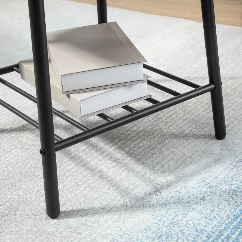 HOMCOM Mesa Auxiliar con Estante Mesita de Salón para Dormitorio Estudio Oficina Estilo Industrial 50x50x50 cm Gris