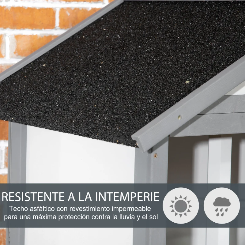 PawHut Jaula para Pájaros de Madera con 3 Puertas 4 Perchas Bandeja Extraíble y Techo Asfáltico 80,5x57x153 cm Gris Claro