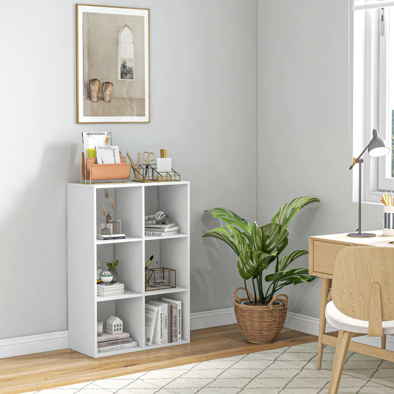HOMCOM 6-Cube Bookshelf - White