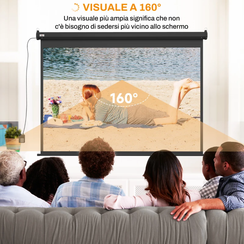 HOMCOM Schermo per Proiettore 89" Formato 4:3 Regolabile con Telecomando, 171x130cm, Nero