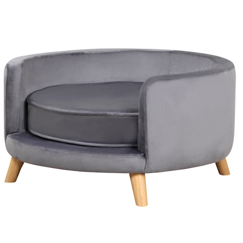 PawHut Hundesofa, weiches Sitzkissen, abnehmbarer Bezug, für Hunde bis 10 kg, grau, 68 x 68 x 35cm