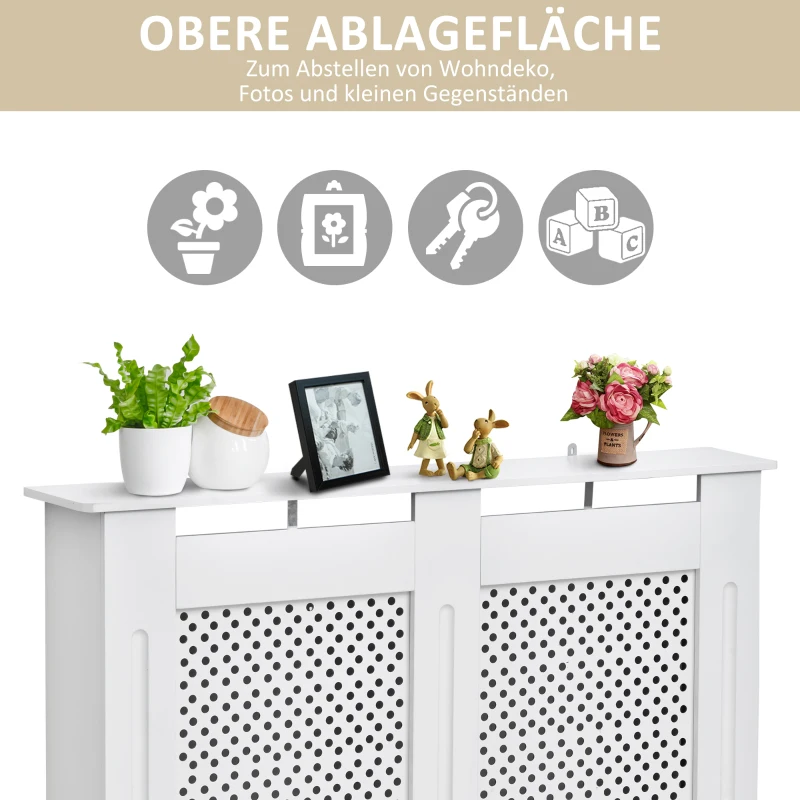 HOMCOM Heizkörperverkleidung Heizkörperabdeckung Heizungsverkleidung MDF Weiß 111,5 x 82 x 19 cm