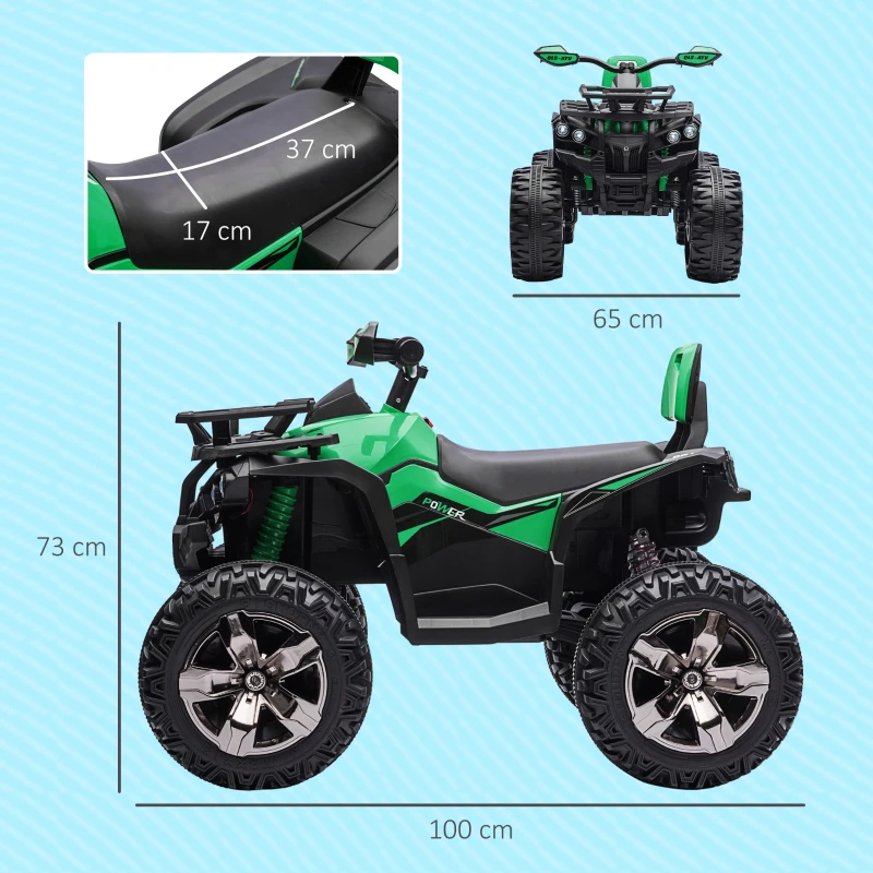 HOMCOM Elektroquad für Kinder, Licht & Musikanschluss, 3-8 km/h, für 3-5 Jahre, Grün(m-3)