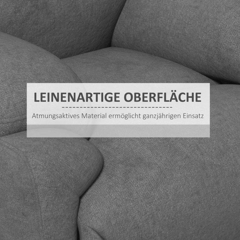 HOMCOM Relaxsessel Liegesessel Fernsehsessel, Liegefunktion Leinenoptik, 93 cm x 88 cm x 102 cm, Grau
