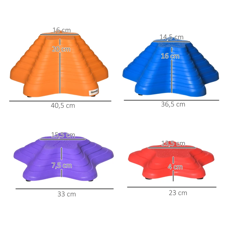 Outsunny Juego de Equilibrio Infantil Set de 11 Piezas Apilables para Entrenamiento de Equilibrio y Coordinación Multicolor