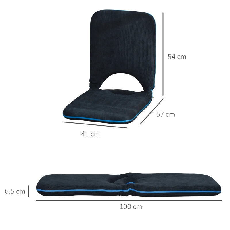 HOMCOM Adjustable Floor Chair with Adjustable Backrest Folding Chair Bed, Lazy Sofa Bed for Gaming and Reading, Navy Blue