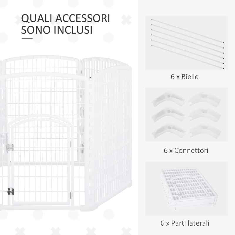 PawHut Recinto per Animali Domestici Animali Domestici PP Ф135 x 95A cm Bianco