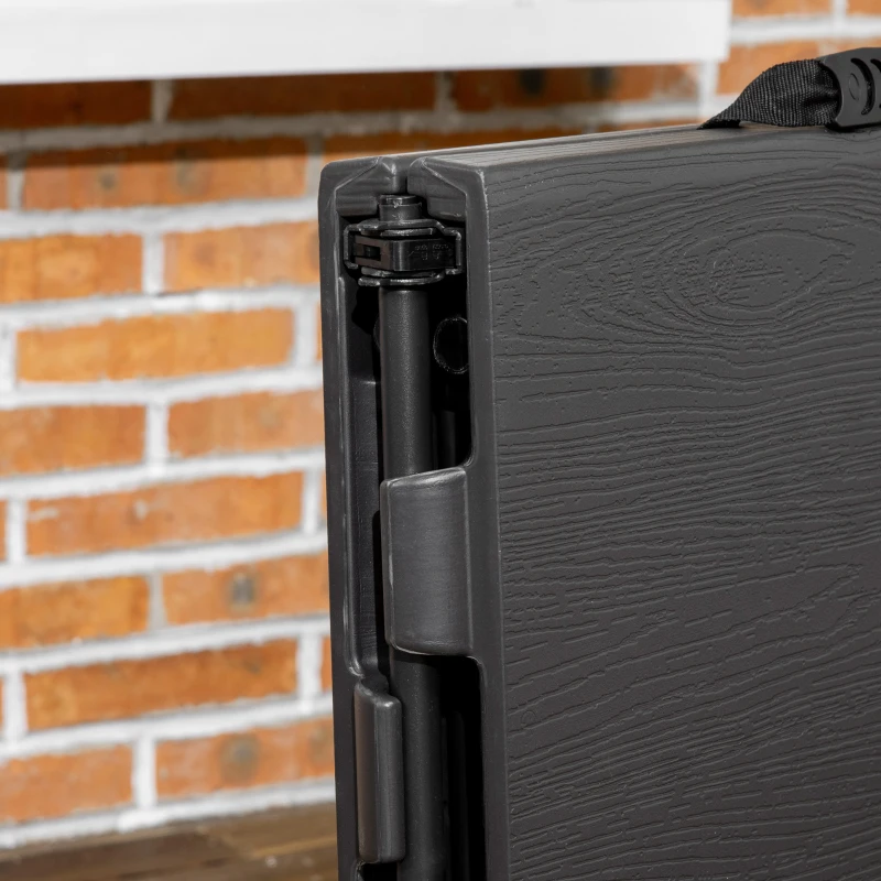 Outsunny Outdoortisch, Gartentisch, für 4 Pers., klappbar, höhenverstellbar, Holzoptik, grau+schwarz, 118 x 60 x 74 cm