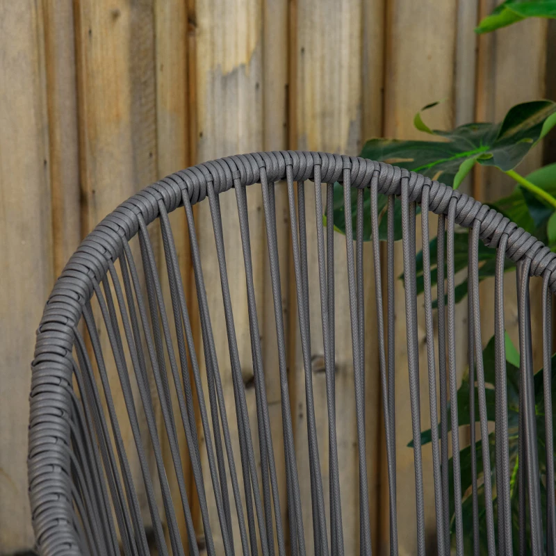 Outsunny Salotto da Giardino in Rattan con 2 Poltroncine con Cuscini e Tavolino da Caffè in Vetro, Grigio