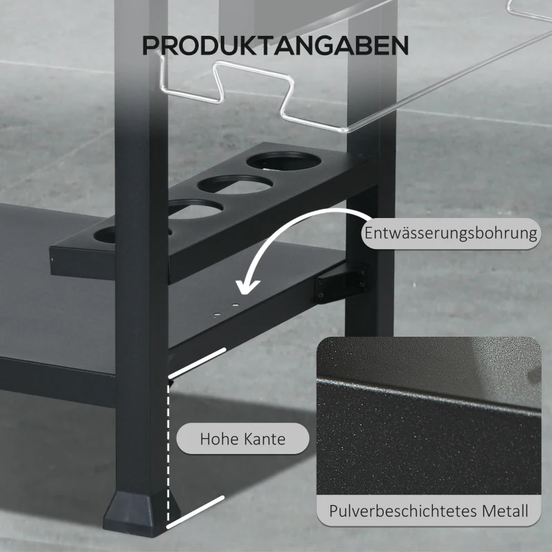 Outsunny Grillstation Grillwagen, inkl. Zubehör, 125 x 65 x 84 cm, Schwarz + Silber