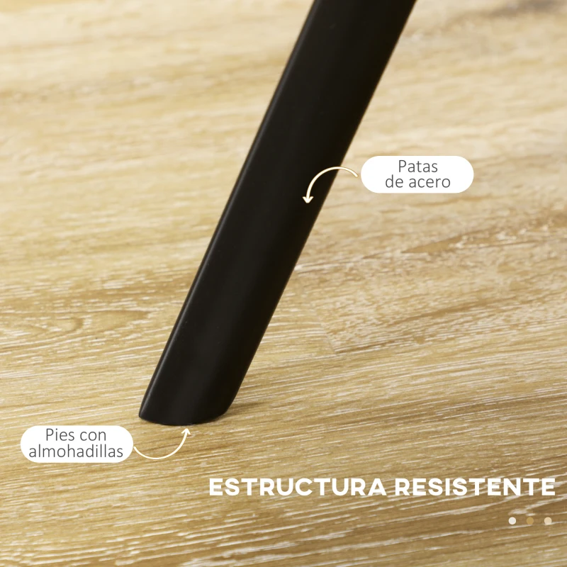 HOMCOM Pack de 2 Sillas de Comedor Modernas Sillas de Cocina de Cuero PU con Respaldo Acolchado Patas de Acero 42x62x87cm Caqui