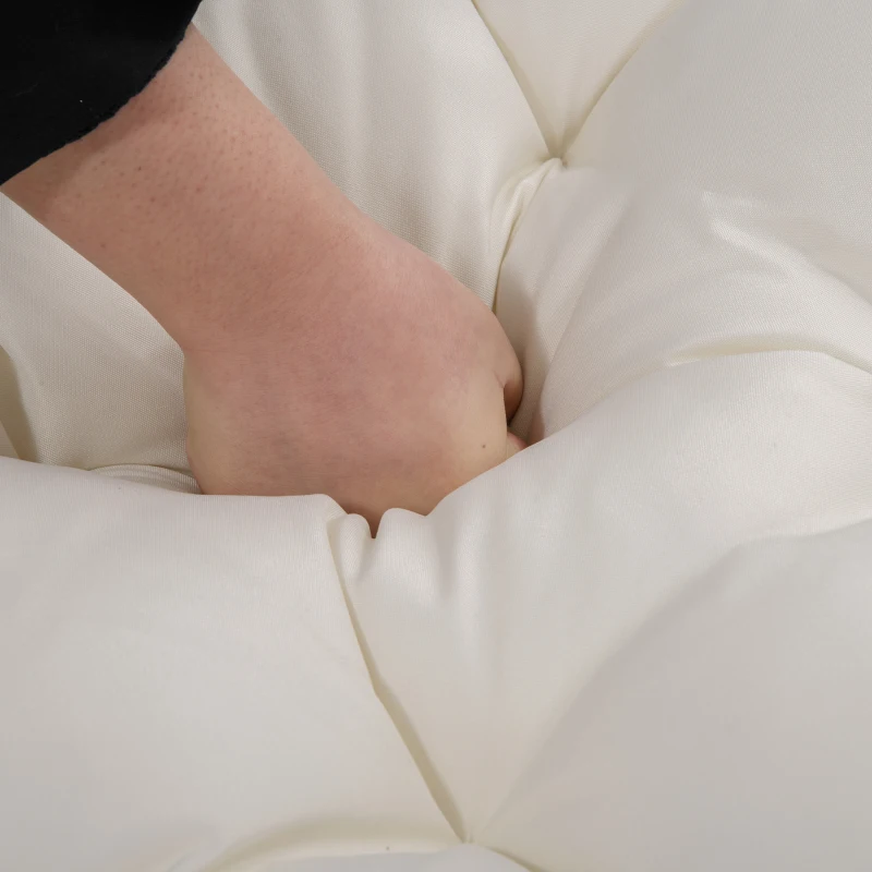 Outsunny Fauteuil chaise de jardin avec repose-pieds en métal époxy et résine tressée aspect rotin avec coussins moelleux - naturel