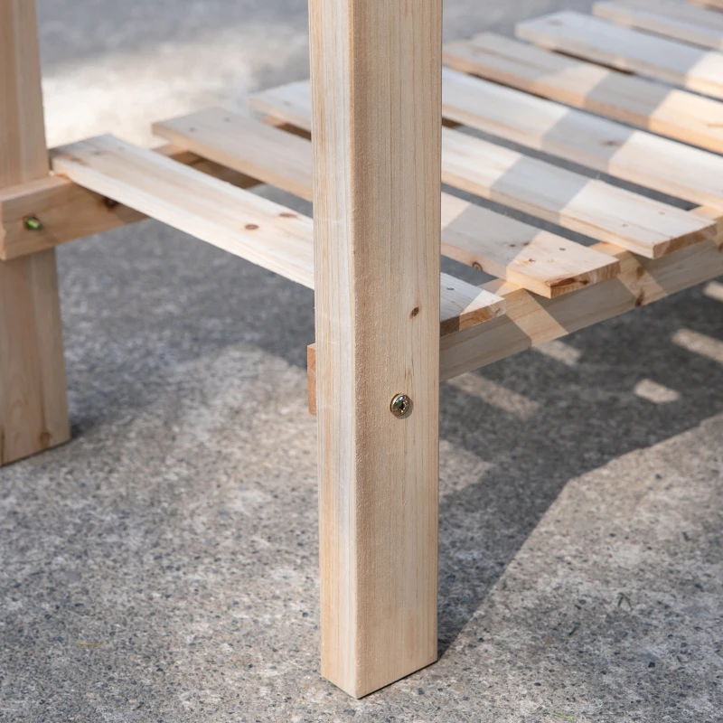 Outsunny Banco Tavolo da Lavoro per Giardinaggio in Legno Naturale con Vaschetta Integrata e Mensole 100x45x140cm