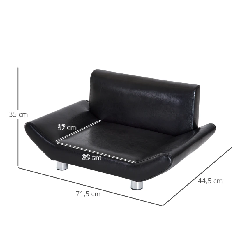 PawHut Haustiersofa Hundesafa Hundematte Hundebett Haustierbett Hunde Hundecouch Schwarz 71.5 x 44,5 x 35 cm