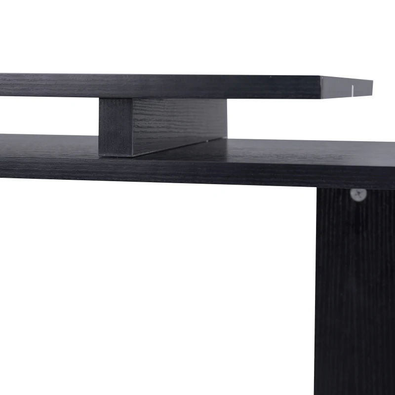 HOMCOM Scrivania Angolare Salvaspazio con Ripiano a S, Scrivania Moderna in Legno, 140x120x78 cm, Nero