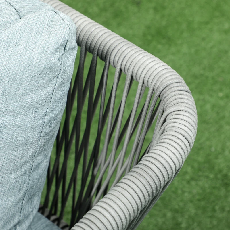 Outsunny Rattan Gartenmöbel-Set für 4 Personen Sitzgarnitur mit Kissen für Balkon Alu Grau