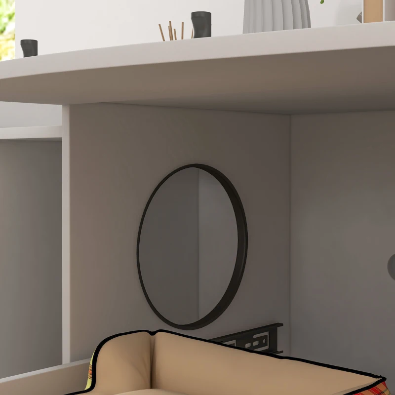 PawHut Meuble 2 en 1 maison de toilette bac à litière chat compartiment coulissant 78 x 50 x 51cm blanc