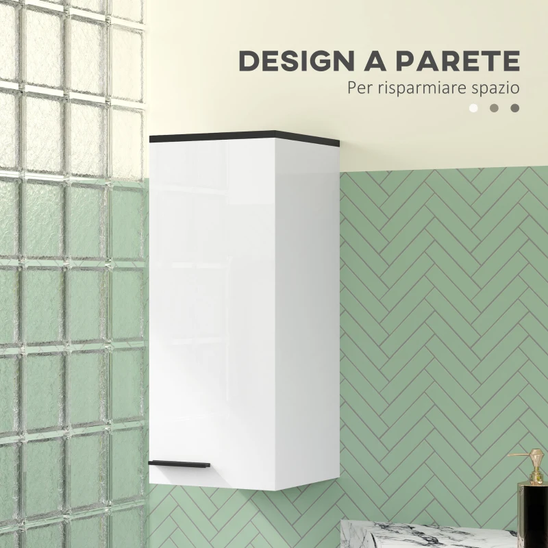 HOMCOM Armadietto Bagno da Parete con 3 Ripiani e Mensole Regolabili, 30x32x73 cm, Bianco