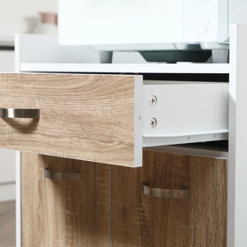 HOMCOM Carrello da Cucina Portavivande per Microonde con 4 Ruote, in Legno, 60x40x77cm - Rovere