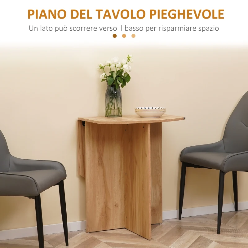 HOMCOM Tavolo da Pranzo Pieghevole Salvaspazio in Legno, 90x60x74cm, Quercia