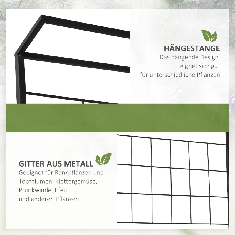 Outsunny Blumentreppe aus Metall 3 Stufen Pflanzenständer Pflanzentreppe Leiterregal Blumenständer innen draußen Schwarz 60 x 53,5 x 159,5 cm