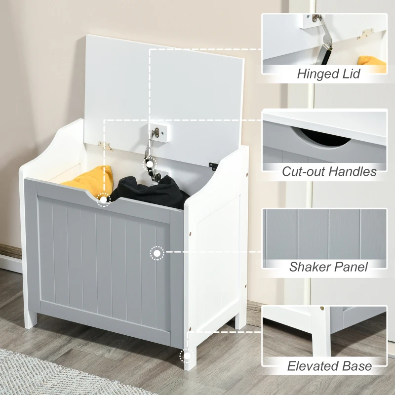 kleankin Bathroom Laundry Cabinet, Multi-Purpose Storage Unit with Raised back and Shaker Style Door