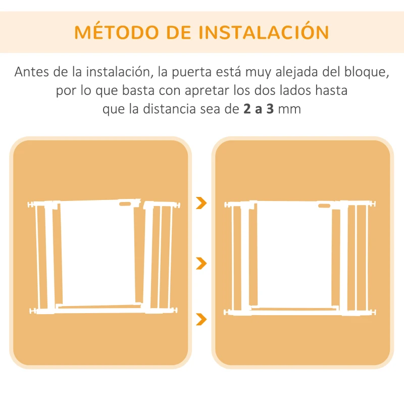 PawHut Barrera de Seguridad para Perros Extensible 75-103cm Barrera Escaleras Puertas con 2 Extensiones Cierre Automático Negro