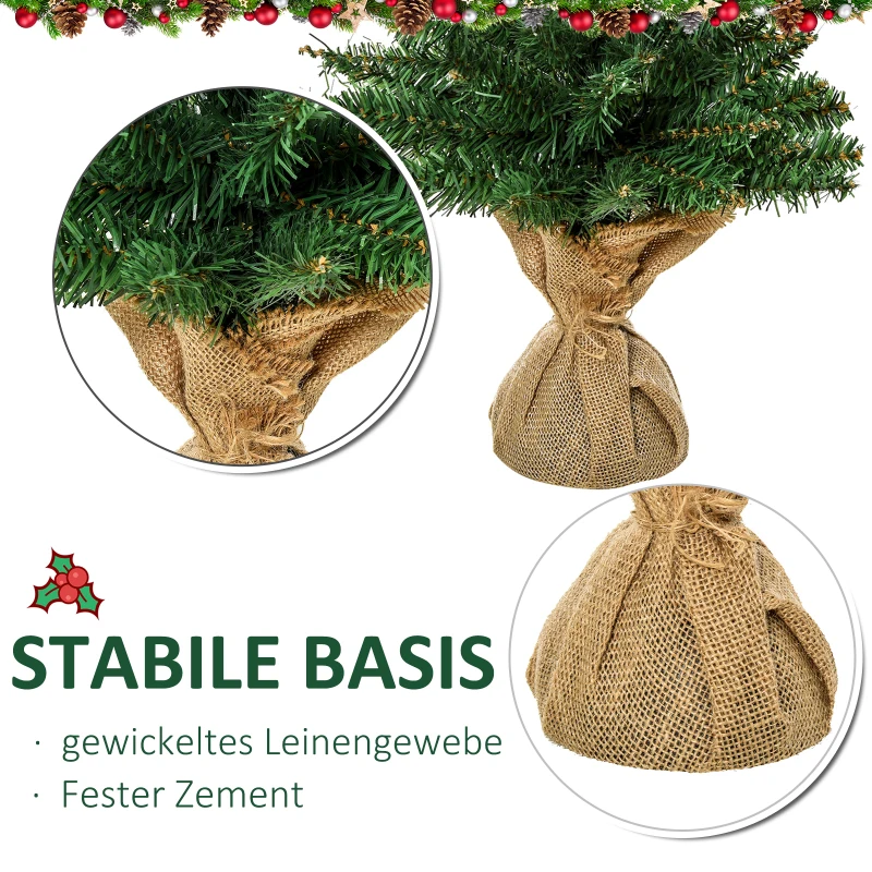 HOMCOM Mini Weihnachtsbaum mit künstlichem Schnee, 60 cm hoch, mit Zementständer, Mehrfarbig