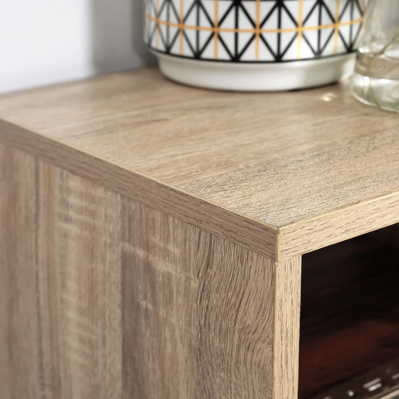 HOMCOM Mueble Aparador Alto Armario Auxiliar de Salón con 5 Compartimentos y 1 Puerta Multiusos para Comedor Cocina Dormitorio 60x30x121 cm Roble y Blanco