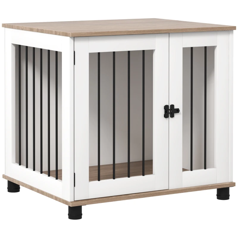 PawHut Cage pour chien animaux sur pieds 2 en 1 table d'appoint avec 1 porte verrouillable - dim. 73L x 60l x 68H cm