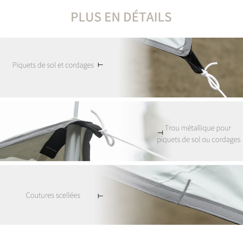 Outsunny Bâche Anti-Pluie Voile d'ombrage Toile de Camping 5,55L x 5,5l m avec Deux Hardcore Polyester Haute densité 190T imperméable Anti- UV Léger et Facile à Transporter Gris