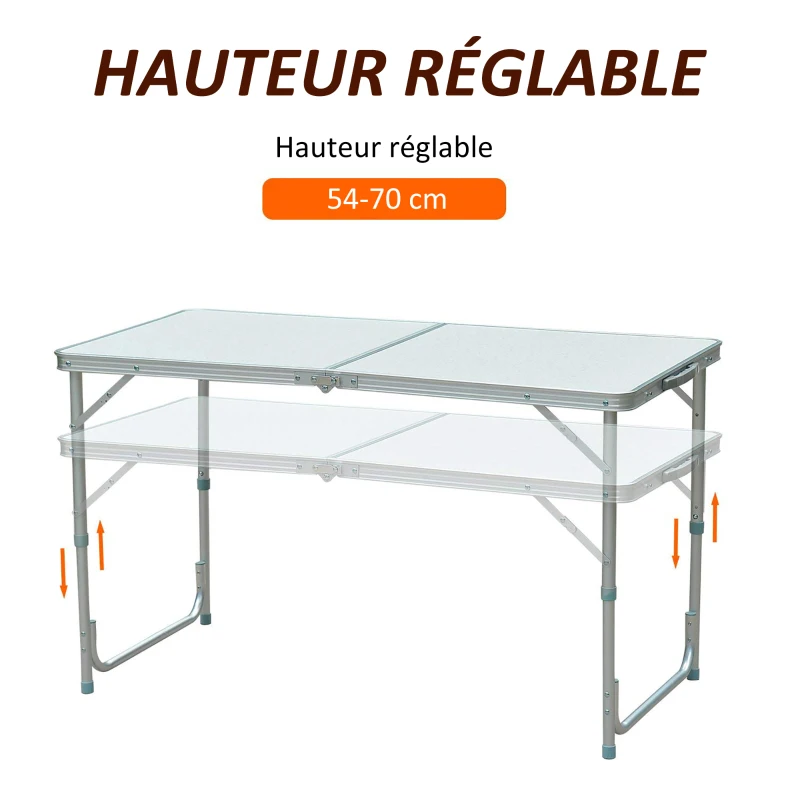 HOMCOM Table de Camping Reception Pliante Portable Pique-Nique Buffet en Aluminium