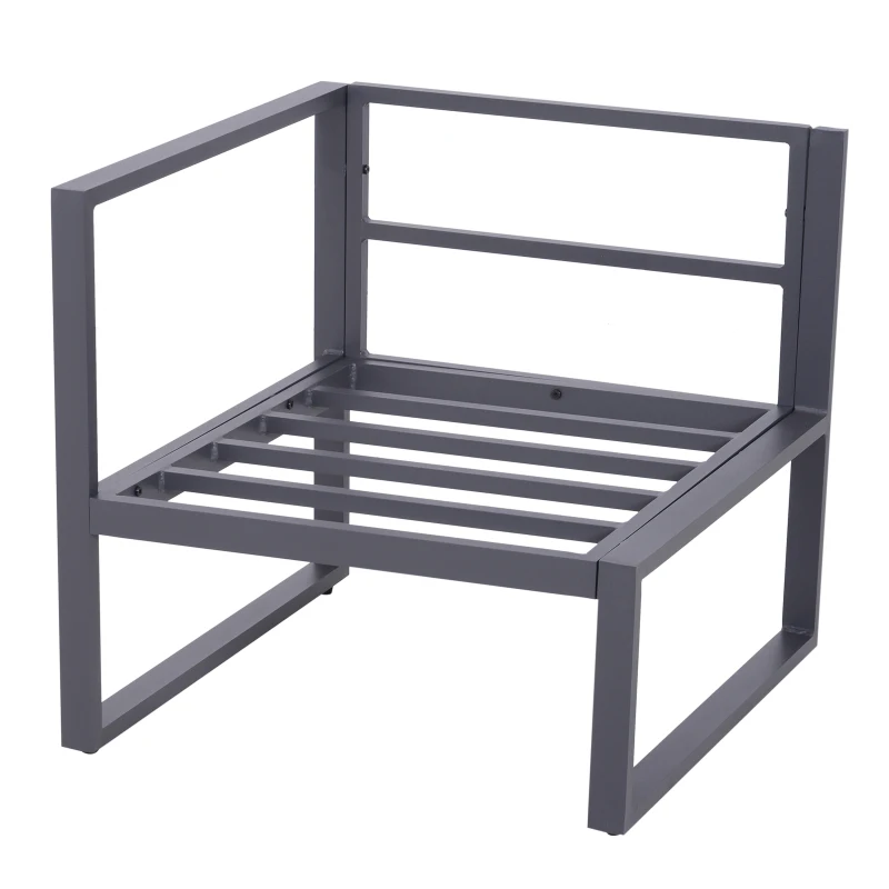 Outsunny 6-tlg. Gartenset Gartengarnitur Gartensofaset Sitzgruppe Gartenmöbel Aluminium + Polyester + Hartglas Grau mit Kissen für 4–5 Personen