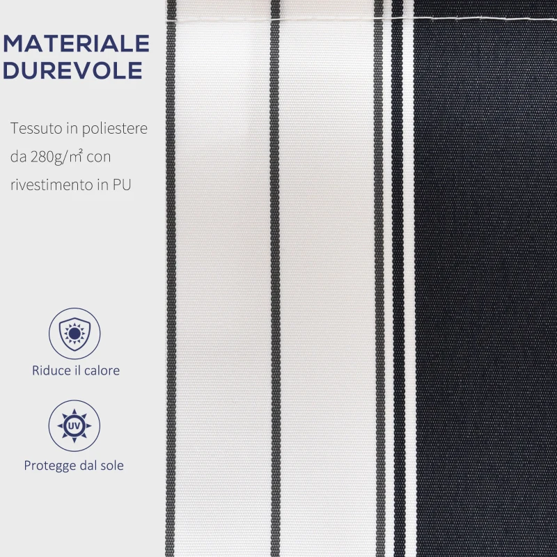 Outsunny Tenda da Sole a Bracci 2.5x2m Avvolgibile Manuale in Alluminio e Poliestere Blu e Bianco
