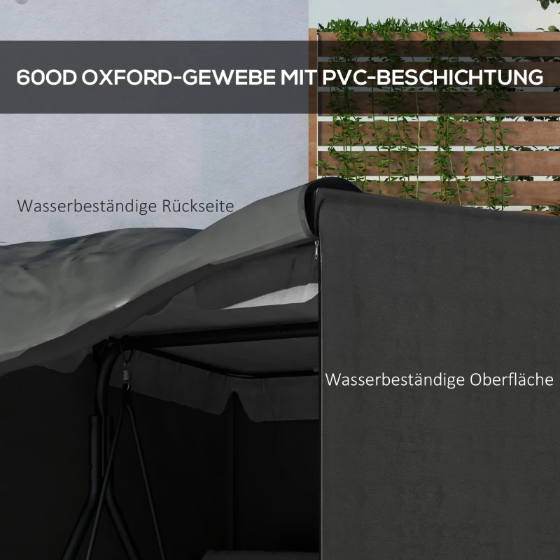 Outsunny Abdeckung für Gartenschaukel, Schutzhülle für Hollywoodschaukel, Abdeckhaube, wasserfest, 177 x 114 x 152 cm, Grau(m-5)