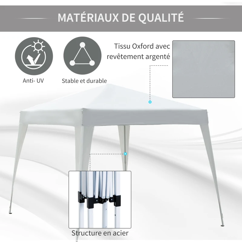 Outsunny Tonnelle de Jardin 3x3m Pop up Tente Pliable Acier Polyester imperméabilisé Anti UV avec Sac de Transport Blanc
