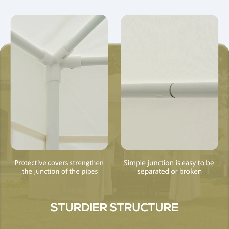 Outsunny 4M Hexagon Gazebo, Netting Party Tent, Patio Canopy Outdoor Event Shelter for Activities, Shade Resistant, Cream White