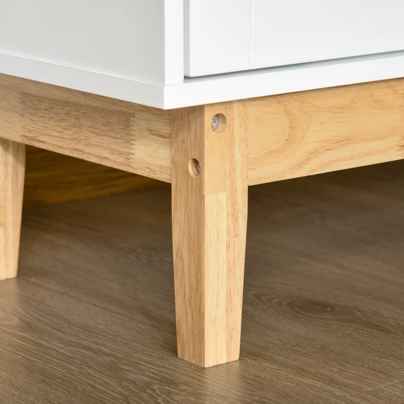 HOMCOM Weinschrank mit Glastür Küchenschrank Sideboard Weinregal für 8 Flaschen Beistellschrank mit offenem Regal Flaschenständer Anti-Kipp-Design MDF Weiß+Natur 103 x 34 x 80