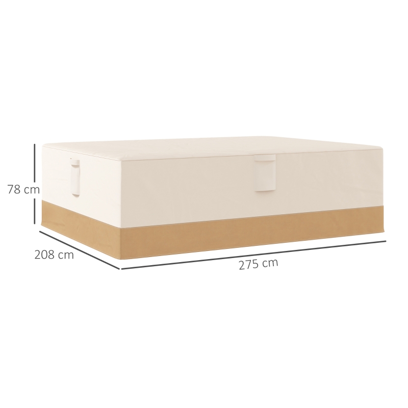 Outsunny Funda Protectora para Muebles de Jardín 275x208x78 Tela Oxford 600D Impermeable Cubierta para Sofás Mesas Exterior con 4 Ventilaciones 5 Asas y Cordón de Tracción Beige